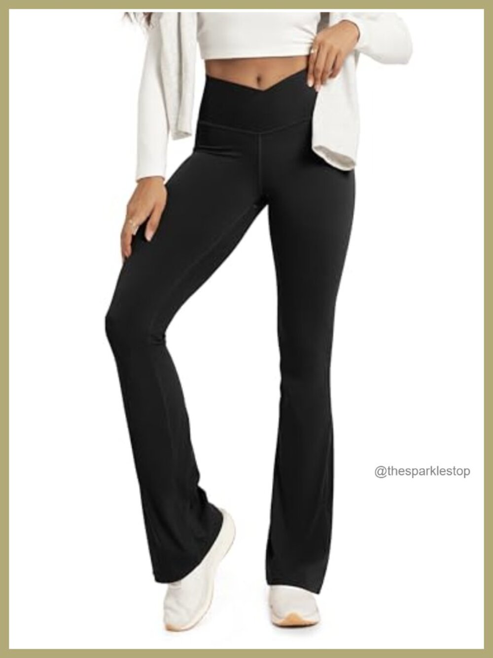 Crossover Flare Leggings Yoga Pants Bootcut with Back Pocket